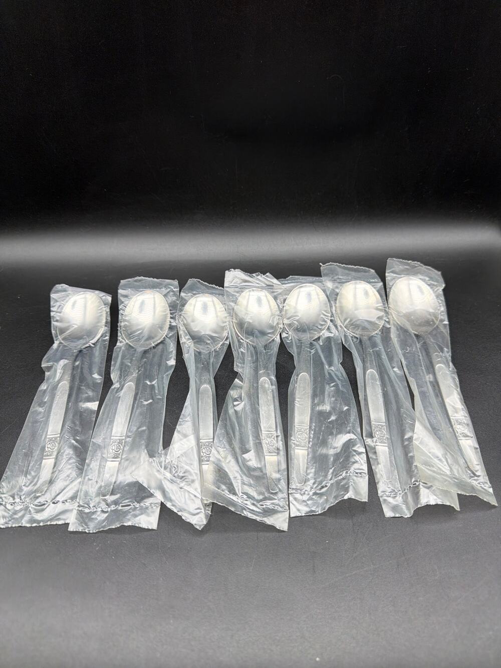 Vintage Amefa AFS6 Single Rose Holland Stainless Spoons Set of 7 Sealed
